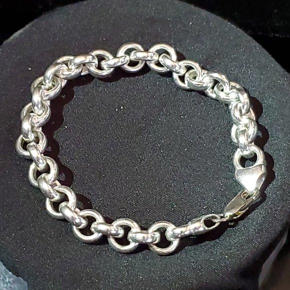 Sterling Silver Chunky Rolo Belcher Bracelet - 925 - 7.50" - Picture 1 of 10